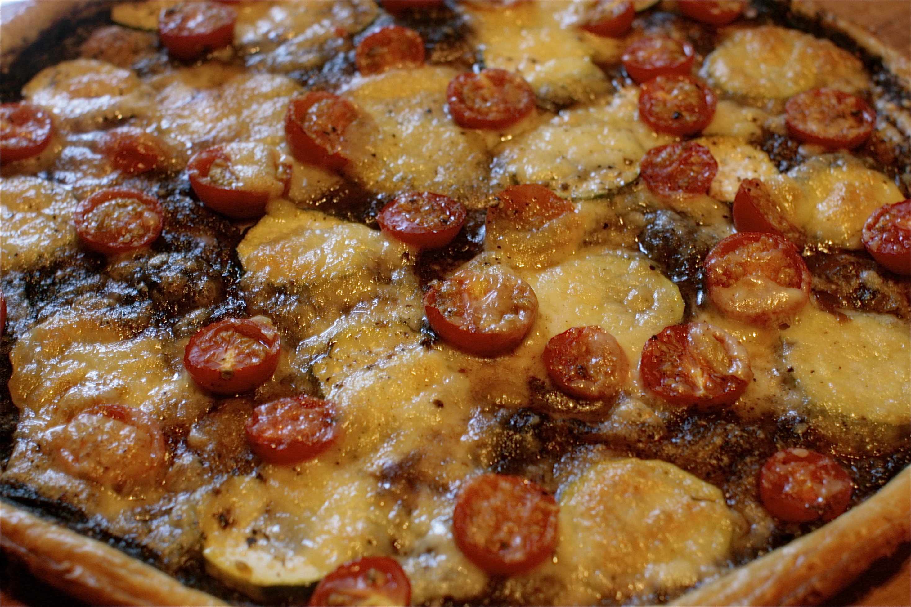 Cherry Tomato, Mozzarella & Tapenade Tart